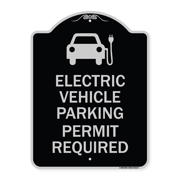 Signmission Electric Vehicle Parking Permit Required Heavy-Gauge Aluminum Sign, 24" x 18", BS-1824-24114 A-DES-BS-1824-24114 - main
